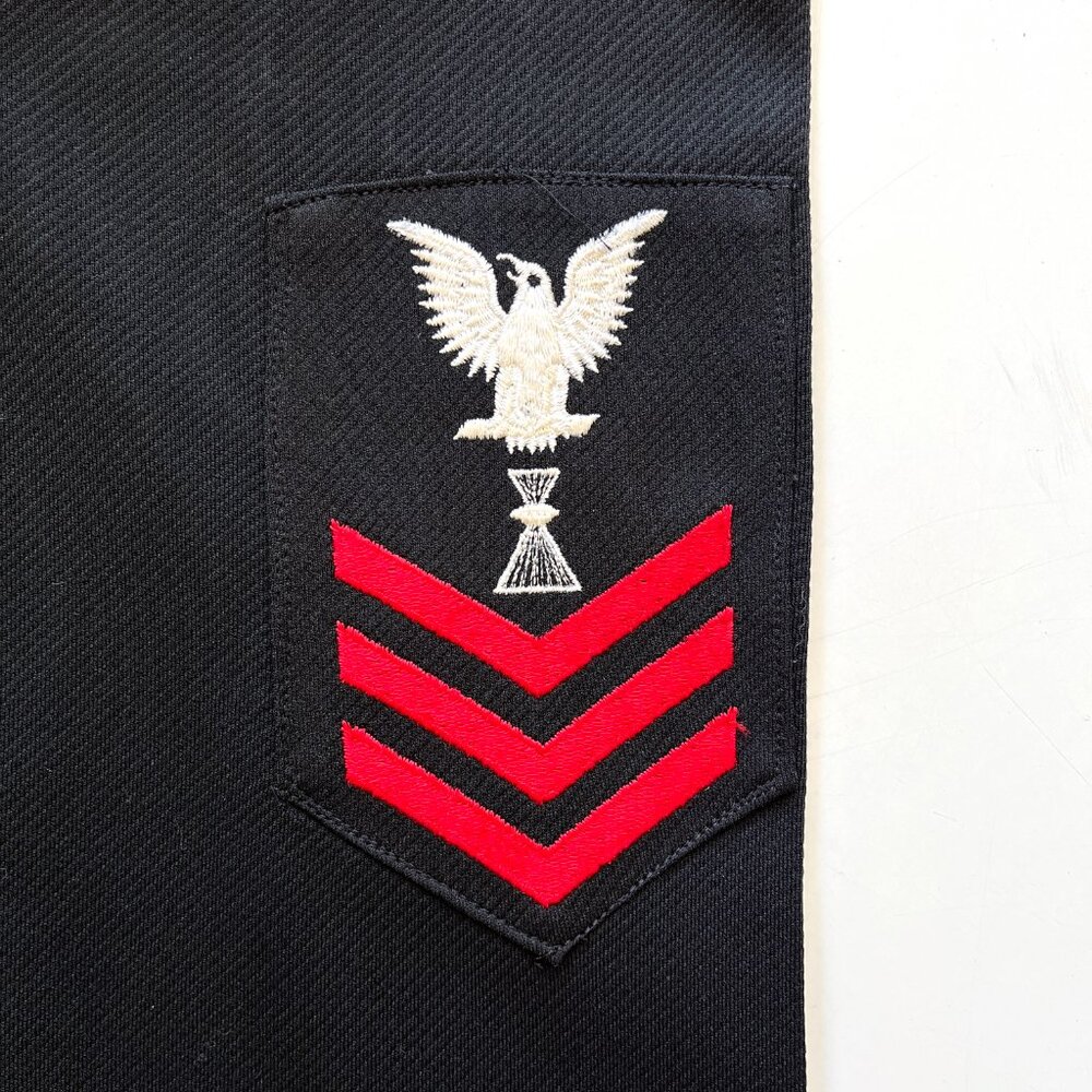 Vintage 70s Men's U.S. Navy Officers Utility Shirt Photographer's Mate X Large - Picture 4 of 8